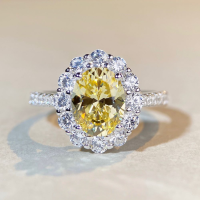 wholesale S925 Sterling Silver Fashion Must-Have Goose Yellow Pigeon Egg Ring, Minimalist Design, Premium Light Luxury Wholesale Ring-Deep Blue Diamond-CBJZ409 No. 6