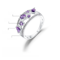wholesale S925 Silver Luxury Designer Ring with Exquisite Purple Crystal and Natural Sapphire, Opulent Collection-0-0