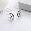 wholesale S925 Sterling Silver Double Layer Epoxy Avocado Color Rainbow Zircon Ear Studs Fashionable Light Luxury Style Trendy Earrings-0-0