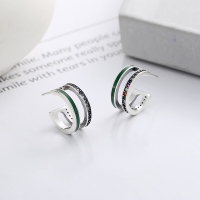 wholesale S925 Sterling Silver Double Layer Epoxy Avocado Color Rainbow Zircon Ear Studs Fashionable Light Luxury Style Trendy Earrings-227RM/approx. 3.7g 925 silver