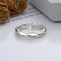 wholesale S925 Sterling Silver Retro Vintage Handmade Minimalist Braided Open Ring Trendy Simple Style-0-1