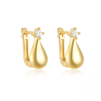 wholesale S925 Sterling Silver Double-layer Cross Drop Earrings With Crystal Heart Teardrop Design-Gold#3 925 Silver