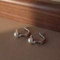 wholesale 925 Sterling Silver Minimalist Pearl Accent Circular Hoop Ear Clips-0-0