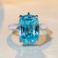 wholesale S925 Sterling Silver Aquamarine Ring for Women with 10-Carat High-Carbon Diamond Zircon, Cross-Border Live Streaming for European and American Markets-0-0