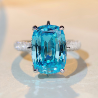 wholesale S925 Sterling Silver Aquamarine Ring for Women with 10-Carat High-Carbon Diamond Zircon, Cross-Border Live Streaming for European and American Markets-Green Diamond-CBJZ086 No. 6