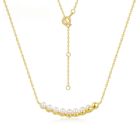 wholesale S925 sterling silver gold-plated minimalist pearl necklace for women, versatile and elegant, wholesale from manufacturer-10K gold + swimming paint  925 silver