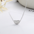 wholesale S925 Sterling Silver Korean-style Creative Simple Bean-Shaped Cross Pendant with Green Zircon Collarbone Chain-0-0