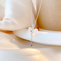 wholesale S925 Sterling Silver High Ice Chalcedony Butterfly Necklace for Women, Ins Style, Niche, Light Luxury, Simple and Versatile Pink Collarbone Chain Wholesale-Matching necklace/approx. 1.4g&gt;XL000155-2