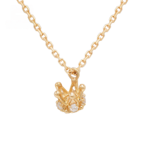 wholesale 10K Gold Japanese Elegant and Noble Crown Moissanite Necklace for Women, Hepburn Style-gold