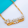 wholesale Metal material, cross-border best-selling hip-hop double-layer color-plated love name necklace with dropshipping-0-13
