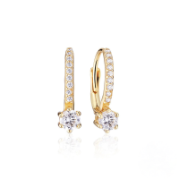 wholesale S925 Sterling Silver U-shaped Circle Earrings With Inlaid Zircons, Exaggerated And Bold European And American Style, Ins Fashion Ear Studs-Gold #5 White Diamond &gt; 925 Silver