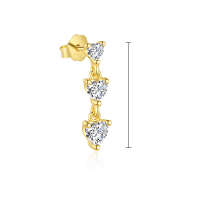 wholesale S925 Sterling Silver Tassel Zircon Earrings for Women, European and American Fashion, Light Luxury French Design Cross-border Wholesale-E4668-Gold/Single 925 Silver