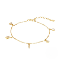 wholesale S925 Sterling Silver Exquisite Star Geometric Charm Combination Bracelet For Women-gold