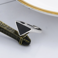 wholesale S925 sterling silver retro Korean-style resin black triangle trendy street hip-hop open ring-0-1