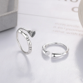 wholesale S925 Sterling Silver Retro Vintage Lotus Root and Pod Head Pastoral Style Matching Couple's Rings with Adjustable Open Design-0-0