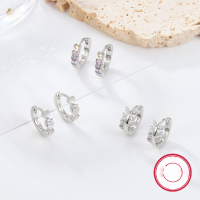 wholesale Metal: 925 Sterling Silver, Colored Zircon Ear Studs, Children's Style, Cute and Light Luxury Fashion Halloween Gift Wholesale-Polished Heart 925 Silver