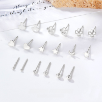 wholesale Sterling Silver S999 Ear Piercing Earrings for Women, Pure Silver Small and Mini Double-ended Ear Studs, Cartilage Ear Studs, Minimalist Ear Piercing Needle Ear Accessories-14mm ear stick marked s999 material