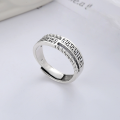 wholesale S925 Sterling Silver Retro Antique Swastika Symbol Ancient Chinese Style Creative Twist Openwork Adjustable Ring-0-1