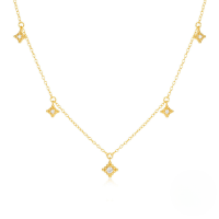 wholesale S925 Sterling Silver Four-pointed Star Zircon Inlaid Stackable Versatile Collarbone Necklace,-Gold 925 silver