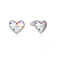 wholesale 925 Sterling Silver New Heart-shaped Colorful Zircon Enamel Drop Earrings,-Platinum #1 925 Silver