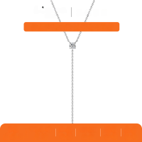 wholesale S925 Silver Y-Chain Minimalist Necklace for Women with Round Main Stone and Pavé Pendant, Versatile Daily Wear Bestseller-Platinum (with certificate)  925 silver