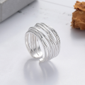 wholesale S925 Sterling Silver Hip-Hop Punk Style Irregular Multi-Layer Line Ring for Fashion Trendsetters, Unisex-0-1