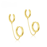 wholesale S925 Silver Metal Korean and Japanese Light Luxury New Stylish Earrings Minimalist Ethereal Ear Cuff Advanced Design Wholesale from Manufacturer-10K gold + swimming paint  925 silver