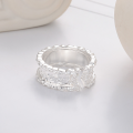 wholesale S925 Sterling Silver Fashion Cross-Border Europe and America Irregular Shiny Surface Minimalist Ins Style Design Open Ring for Women-0-1