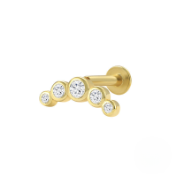 wholesale S925 Sterling Silver Three-flower Opal Threaded Flat Head Ear Stud With Zircon Accents-Single gold-style 4