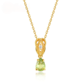 wholesale S925 silver gold-plated Japanese-style peridot teardrop vintage hollow-out pendant choker necklace wholesale-0-0