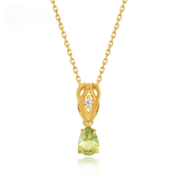 wholesale S925 silver gold-plated Japanese-style peridot teardrop vintage hollow-out pendant choker necklace wholesale-Peridot (Pendant without chain)  925 Silver