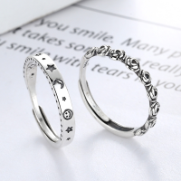 wholesale Sterling silver s925 smiling face star moon fashion 3D rose flower high-end niche design elegant trendy-YJ042/A model is about 1.7g&gt; the opening is adjustable