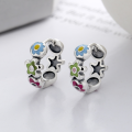 wholesale S925 Sterling Silver Creative Drip Glaze Enamel HyunA Small Flower Ring and Earrings Set, Fresh and Sweet Lady Style-0-2