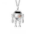 wholesale S925 Sterling Silver Original Silver Luck Hui Robot Necklace, Trendy Minimalist Versatile High-End Feel Heart Pendant Necklace Wholesale-0-5