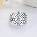 wholesale S925 Sterling Silver Retro Vintage INS Minimalist Wide Band Ring Simple and Versatile Open Adjustable Finger Ring-0-1