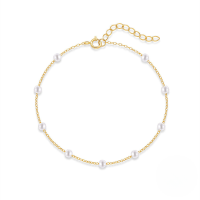 wholesale S925 Sterling Silver Minimalist Pearl Anklet, A Chic And Versatile Korean-inspired Accessory-Gold 925 silver