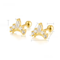 wholesale S925 Sterling Silver Crown Screw Ear Studs with Micro-Inlaid Zirconia, Minimalist and Versatile Earrings for Women, High-End Sense Matching Jewelry-0-5