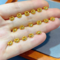 wholesale Gold-plated S925 Silver Bead Spacer Components Four-Leaf Clover Running Ring Bracelet Spacer Beads DIY Semi-Finished Beads for Stringing Barrel Beads-0-12