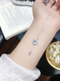 wholesale 999 Pure Silver Butterfly Tassel Four-Leaf Clover Necklace for Women, Small Batch Design, High-End Feel, Light Luxury Collarbone Chain, Gift for Girlfriend-0-44