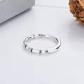 wholesale S925 Sterling Silver Retro VintageStyle Bamboo Joint Design Thin Ring Adjustable Open Band Trendy Stackable Index Finger Ring-0-1