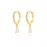 wholesale S925 Sterling Silver Ins-style Cross-border Bestseller Dripping Hoop Earrings With Colorful Zircons-Gold-White Diamond