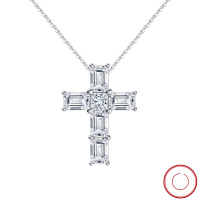 wholesale S925 Sterling Silver Jewelry, Luxury-Grade Ultra-Sparkling Zircon Cross Necklace, Unisex-Special grade 8A white zircon, chain length 45CM>925 silver
