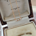 wholesale S925 Silver Plated 14K Gold Japanese Minimalist Exquisite Three-Zircon Necklace, Mini Sparkling Zircon Collarbone Chain for Women, Versatile Fashion-0-0