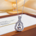 wholesale S925 Sterling Silver Maker's Rotating Gourd Inlaid Diamond Fashion Retro New Chinese Style Niche Design Collarbone Necklace-0-5