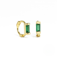 wholesale S925 Sterling Silver Ins Square Zircon Ear Clasp With Single Creative Stud, Popular In Europe And America-Gold-Green Diamond