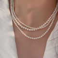 wholesale S925 Sterling Silver High-Quality Round Swarovski Pearl Necklace Bracelet for Women, Luxurious and Sophisticated Collarbone Chain-0-6