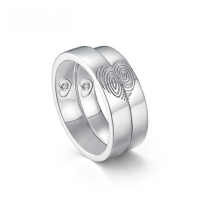 wholesale S925 sterling silver new fashion and unique fingerprint couple rings, creative and niche, wholesale for Qixi gifts-Thick Silver Platinum>Men's HK17#