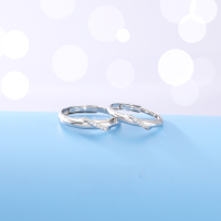 wholesale S 925 silver couple rings, men and women's pair of simple inlaid row diamond open-ended engagement rings, silver jewelry wholesale-Women's Ring>Adjustable Opening [S925 Silver]
