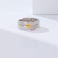 wholesale S925 Sterling Silver Long-Distance Love Heart-Shaped Couple Rings Matching His & Hers Engravable Promise Bands Gift for Girlfriend-Women's Ring>Adjustable Opening-S925 Silver