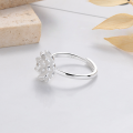 wholesale S925 Silver Fashionable Japanese-Korean Mori Kei Small Fresh Lotus Niche Chinese Style Light Luxury Trendy Open-End Ring-0-4